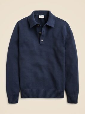 J. CREW Heritage cotton sweater-polo in Navy (DIN) Size L $118 CF782